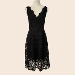 Astr Black Floral Lace Overlay Midi Dress Size Small